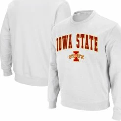 Colosseum Men's White Iowa State Cyclones Arch & Logo Crew Neck Sweatshirt