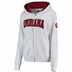 Colosseum Women's White Indiana Hoosiers Arched Name Full Zip Hoodie