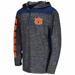 Colosseum Youth Heathered Gray Auburn Tigers Quick Kick Quarter-Zip Hoodie
