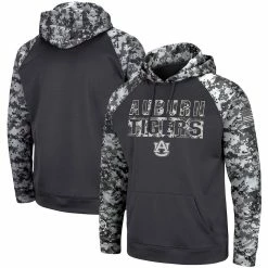 Colosseum Men's Charcoal Auburn Tigers OHT Military Appreciation Digital Camo Pullover Hoodie