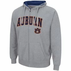 Colosseum Men's Heathered Gray Auburn Tigers Arch & Logo 3.0 Full-Zip Hoodie -Colosseum Shop DSCO1136758784 1927 ALT2