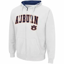 Men's Colosseum White Auburn Tigers Arch & Logo 3.0 Full-Zip Hoodie -Colosseum Shop DSCO1136759494 3550 ALT2