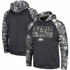 Men's Colosseum Charcoal Arkansas Razorbacks OHT Military Appreciation Digi Camo Big & Tall Pullover Hoodie