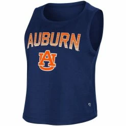 Women's Colosseum Navy Auburn Tigers Hang Ten Scoop Neck Cropped Tank Top -Colosseum Shop DSCO1136760750 1320 ALT2