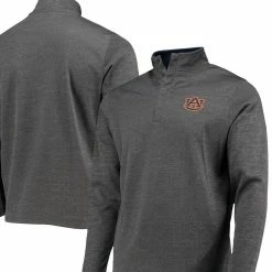 Colosseum Men's Heathered Charcoal Auburn Tigers Roman Pullover Jacket