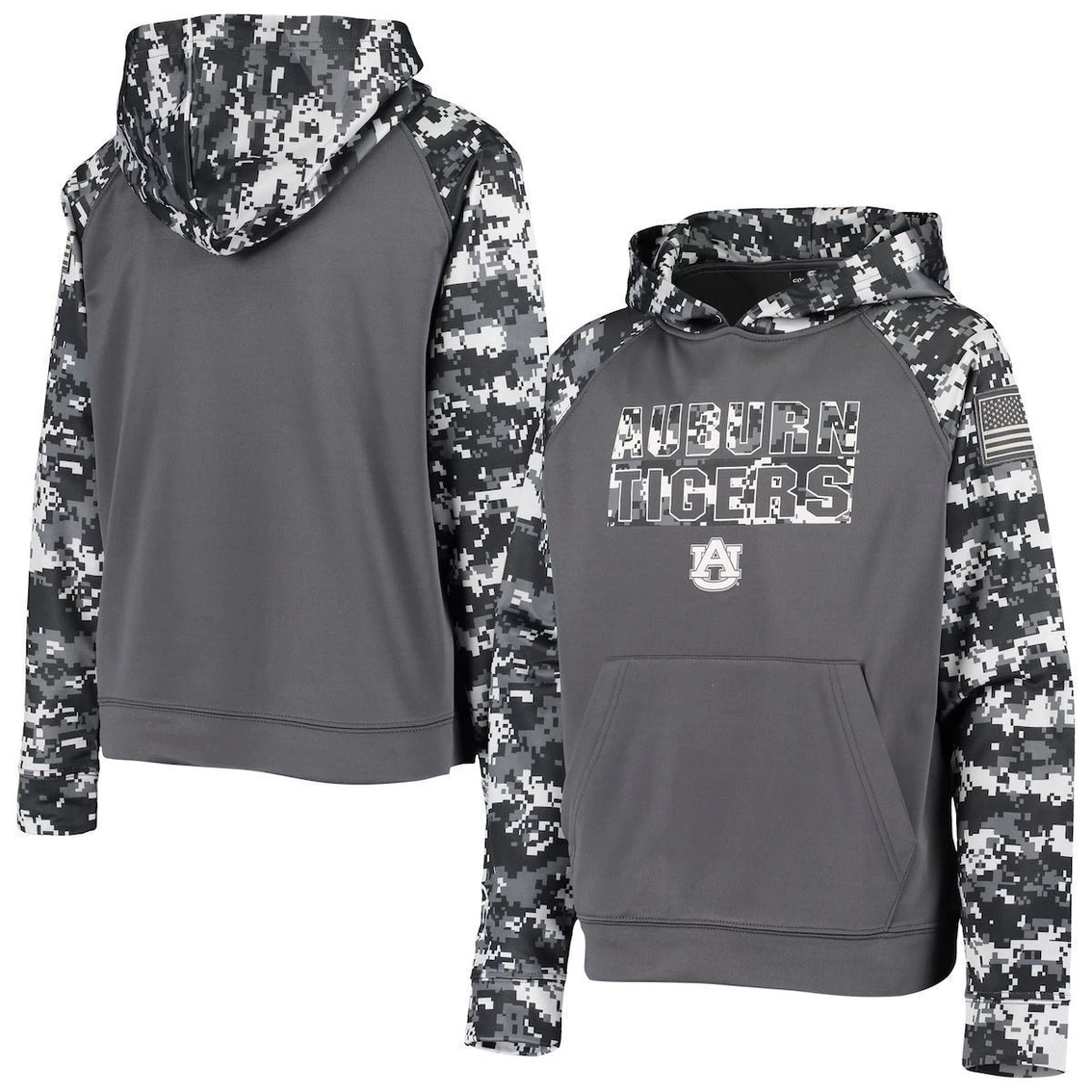 Colosseum Youth Charcoal Auburn Tigers OHT Military Appreciation Digital Camo Raglan Pullover Hoodie 2 Colosseum Youth Charcoal Auburn Tigers OHT Military Appreciation Digital Camo Raglan Pullover Hoodie - Image 2