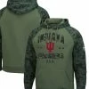 Colosseum Men's Olive/Camo Indiana Hoosiers OHT Military Appreciation Raglan Pullover Hoodie