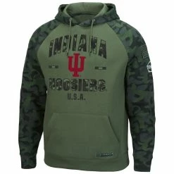 Colosseum Men's Olive/Camo Indiana Hoosiers OHT Military Appreciation Raglan Pullover Hoodie -Colosseum Shop DSCO1136763994 2068 ALT2