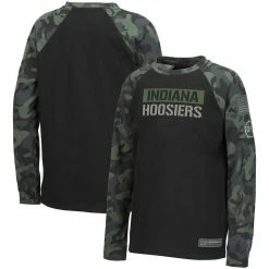 Colosseum Youth Black/Camo Indiana Hoosiers OHT Military Appreciation Raglan Long Sleeve T-Shirt