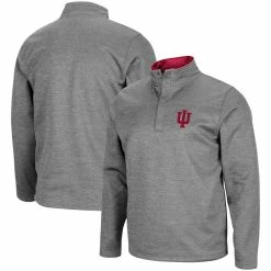 Men's Colosseum Heathered Charcoal Indiana Hoosiers Roman Pullover Jacket