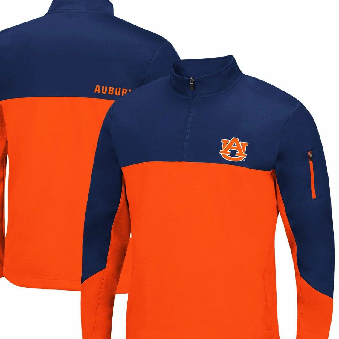 Men's Colosseum Navy Auburn Tigers Triple Dog Dare Quarter-Zip Jacket 2 Men's Colosseum Navy Auburn Tigers Triple Dog Dare Quarter-Zip Jacket - Image 2
