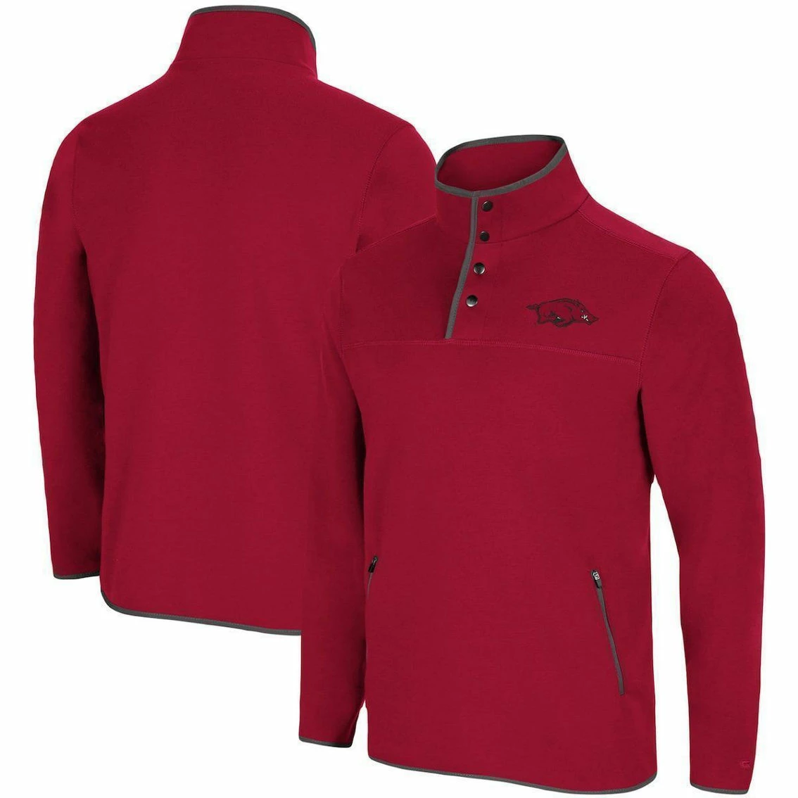 Colosseum Men's Cardinal Arkansas Razorbacks Rebound Snap Pullover Jacket 2 Colosseum Men's Cardinal Arkansas Razorbacks Rebound Snap Pullover Jacket - Image 2