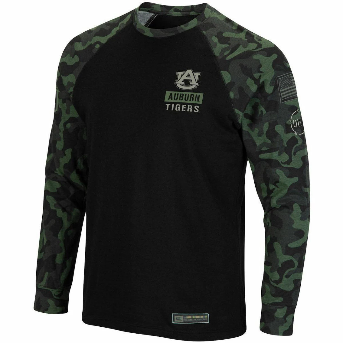 Colosseum Men's Black Auburn Tigers OHT Military Appreciation Camo Raglan Long Sleeve T-Shirt 3 Colosseum Men's Black Auburn Tigers OHT Military Appreciation Camo Raglan Long Sleeve T-Shirt - Image 3