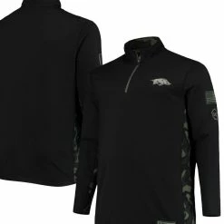 Colosseum Men's Black Arkansas Razorbacks OHT Military Appreciation Big & Tall Quarter-Zip Jacket