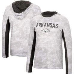 Colosseum Men's White Arkansas Razorbacks Mossy Oak SPF 50 Performance Long Sleeve Hoodie T-Shirt