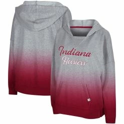 Colosseum Women's Heathered Gray Indiana Hoosiers On Wednesdays Dip-Dye Pullover Hoodie