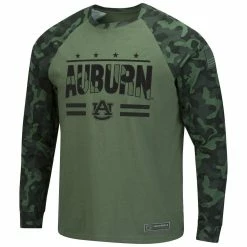 Men's Colosseum Olive/Camo Auburn Tigers OHT Military Appreciation Raglan Long Sleeve T-Shirt -Colosseum Shop DSCO1136777686 2068 ALT2