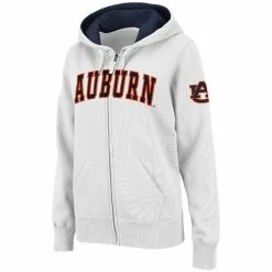 Colosseum Women's White Auburn Tigers Arched Name Full-Zip Hoodie
