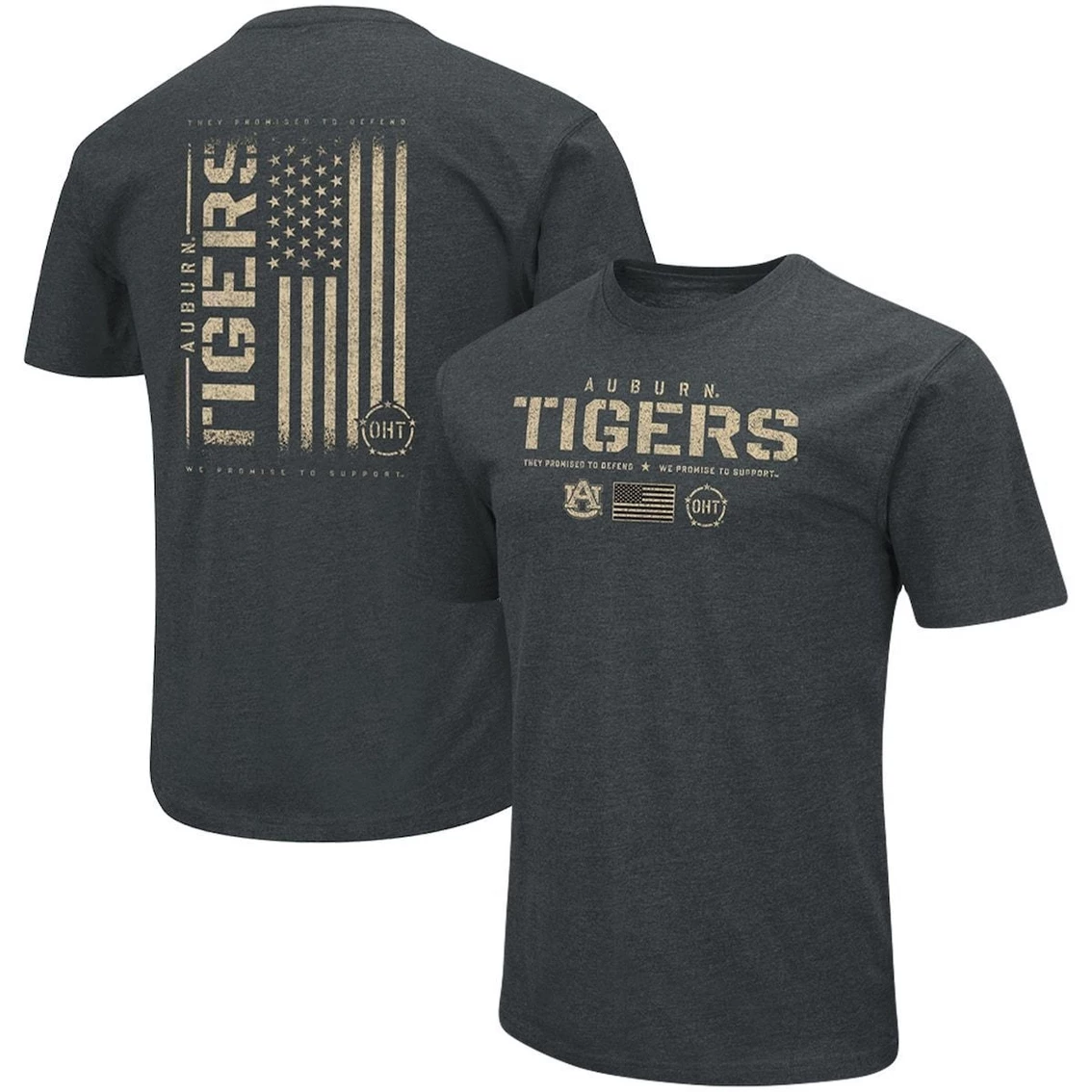 Colosseum Men's Heathered Black Auburn Tigers OHT Military Appreciation Flag 2.0 T-Shirt 1 Colosseum Men's Heathered Black Auburn Tigers OHT Military Appreciation Flag 2.0 T-Shirt