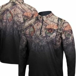 Men's Colosseum Black Auburn Tigers Mossy Oak Fleet II Quarter-Zip Jacket