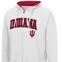 Men's Colosseum White Indiana Hoosiers Arch & Logo 3.0 Full-Zip Hoodie -Colosseum Shop DSCO1136783138 3550 ALT2