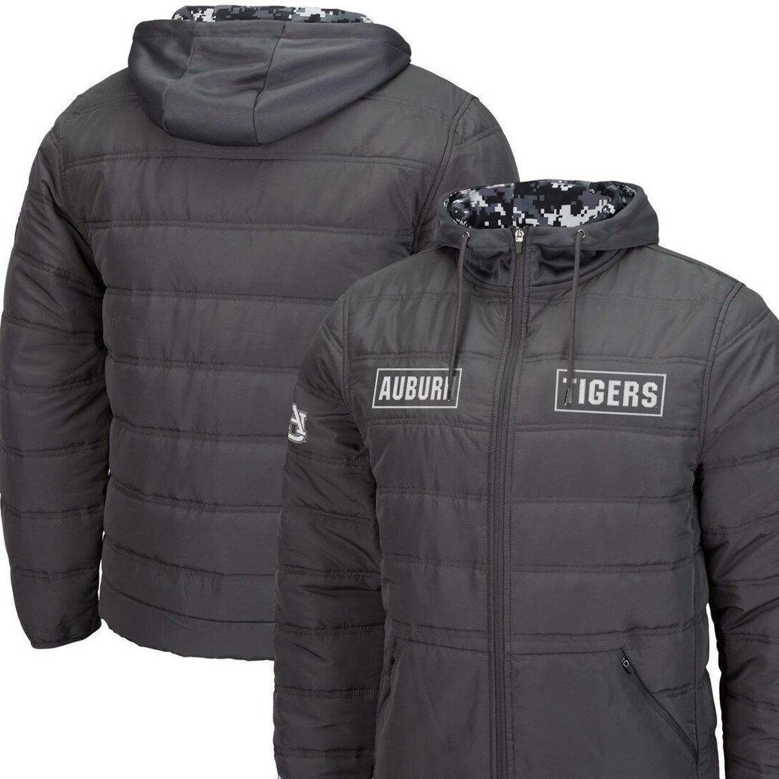 Colosseum Men's Charcoal Auburn Tigers OHT Military Appreciation Digital Camo Detail Full-Zip Puffer Jacket 1 Colosseum Men's Charcoal Auburn Tigers OHT Military Appreciation Digital Camo Detail Full-Zip Puffer Jacket
