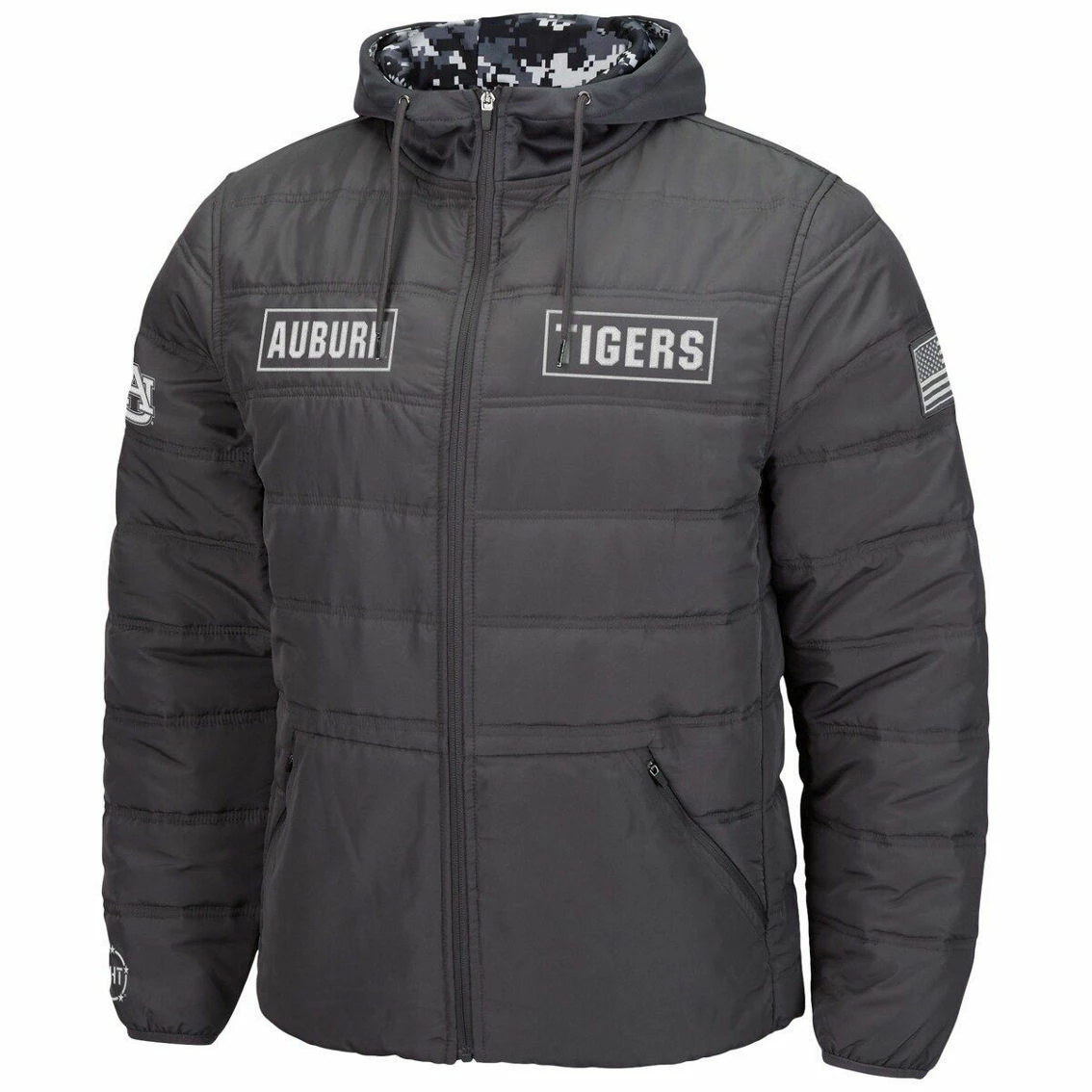 Colosseum Men's Charcoal Auburn Tigers OHT Military Appreciation Digital Camo Detail Full-Zip Puffer Jacket 3 Colosseum Men's Charcoal Auburn Tigers OHT Military Appreciation Digital Camo Detail Full-Zip Puffer Jacket - Image 3