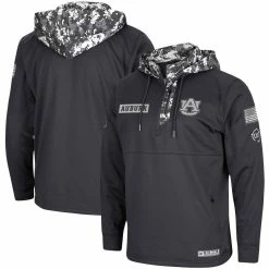 Colosseum Men's Charcoal Auburn Tigers OHT Military Appreciation Digi Camo Quarter-Zip Hoodie