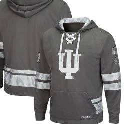 Colosseum Men's Gray Indiana Hoosiers OHT Military Appreciation Lace-Up Pullover Hoodie