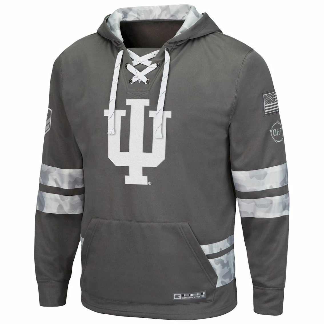 Colosseum Men's Gray Indiana Hoosiers OHT Military Appreciation Lace-Up Pullover Hoodie 3 Colosseum Men's Gray Indiana Hoosiers OHT Military Appreciation Lace-Up Pullover Hoodie - Image 3