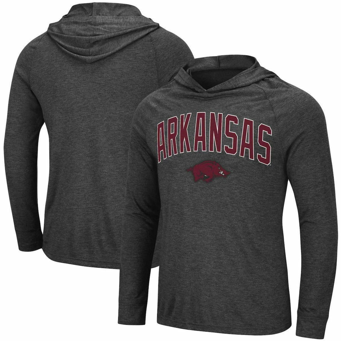 Colosseum Men's Heathered Black Arkansas Razorbacks Big & Tall Wingman Raglan Hoodie T-Shirt 2 Colosseum Men's Heathered Black Arkansas Razorbacks Big & Tall Wingman Raglan Hoodie T-Shirt - Image 2