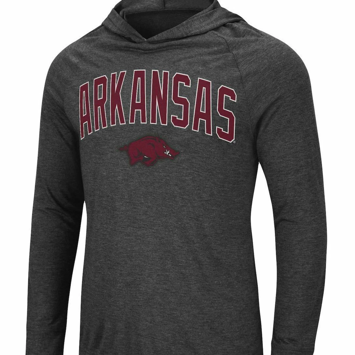Colosseum Men's Heathered Black Arkansas Razorbacks Big & Tall Wingman Raglan Hoodie T-Shirt 3 Colosseum Men's Heathered Black Arkansas Razorbacks Big & Tall Wingman Raglan Hoodie T-Shirt - Image 3