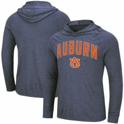 Colosseum Men's Heathered Navy Auburn Tigers Big & Tall Wingman Raglan Hoodie T-Shirt