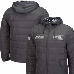 Men's Colosseum Charcoal Indiana Hoosiers OHT Military Appreciation Digital Camo Detail Full-Zip Puffer Jacket
