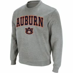 Colosseum Men's Heathered Gray Auburn Tigers Arch & Logo Crew Neck Sweatshirt -Colosseum Shop DSCO1136789691 1927 ALT2