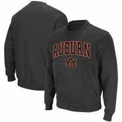 Colosseum Men's Charcoal Auburn Tigers Arch & Logo Crew Neck Sweatshirt