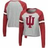 Colosseum Women's Heathered Gray/Cardinal Indiana Hoosiers Decoder Pin Raglan Long Sleeve T-Shirt