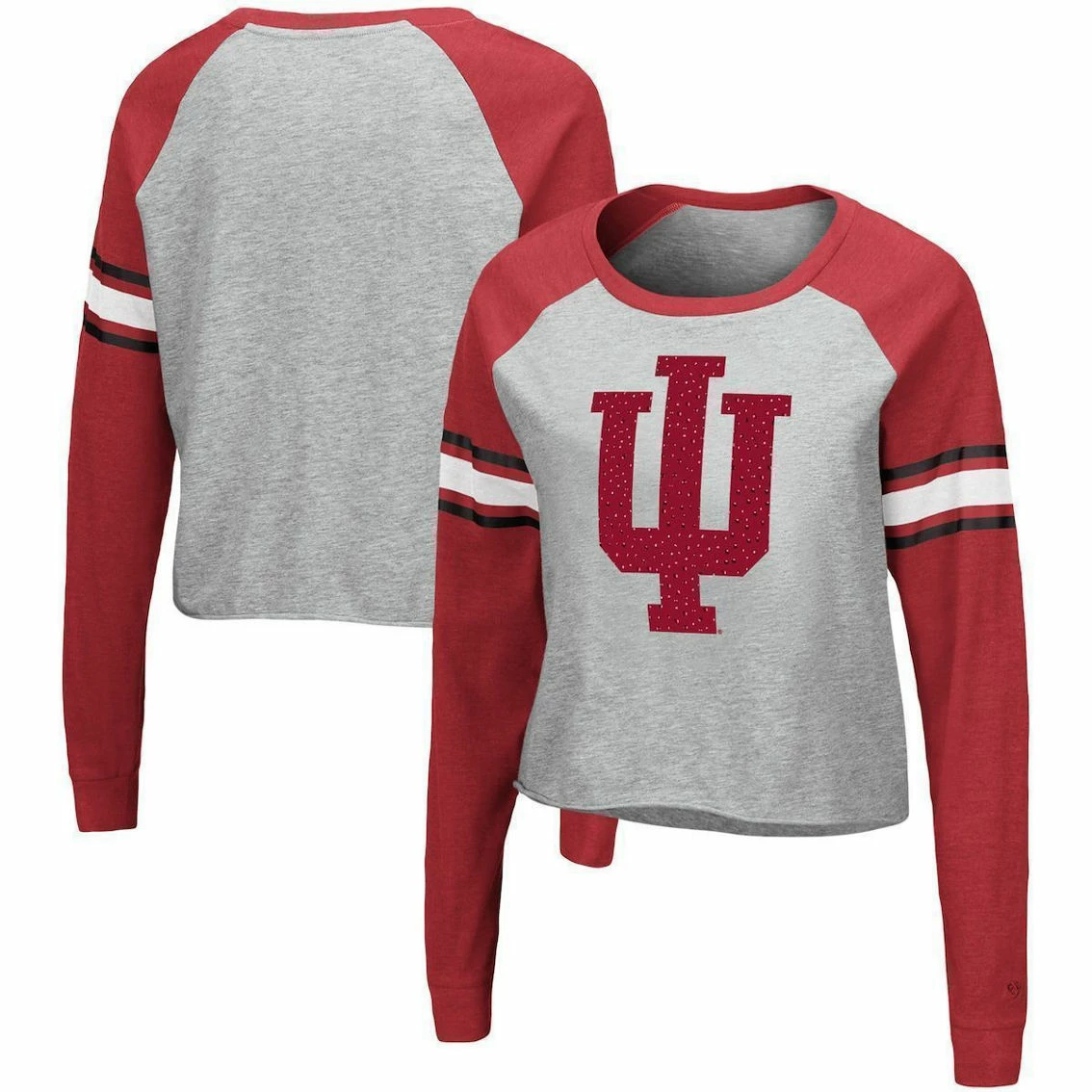 Colosseum Women's Heathered Gray/Cardinal Indiana Hoosiers Decoder Pin Raglan Long Sleeve T-Shirt 2 Colosseum Women's Heathered Gray/Cardinal Indiana Hoosiers Decoder Pin Raglan Long Sleeve T-Shirt - Image 2