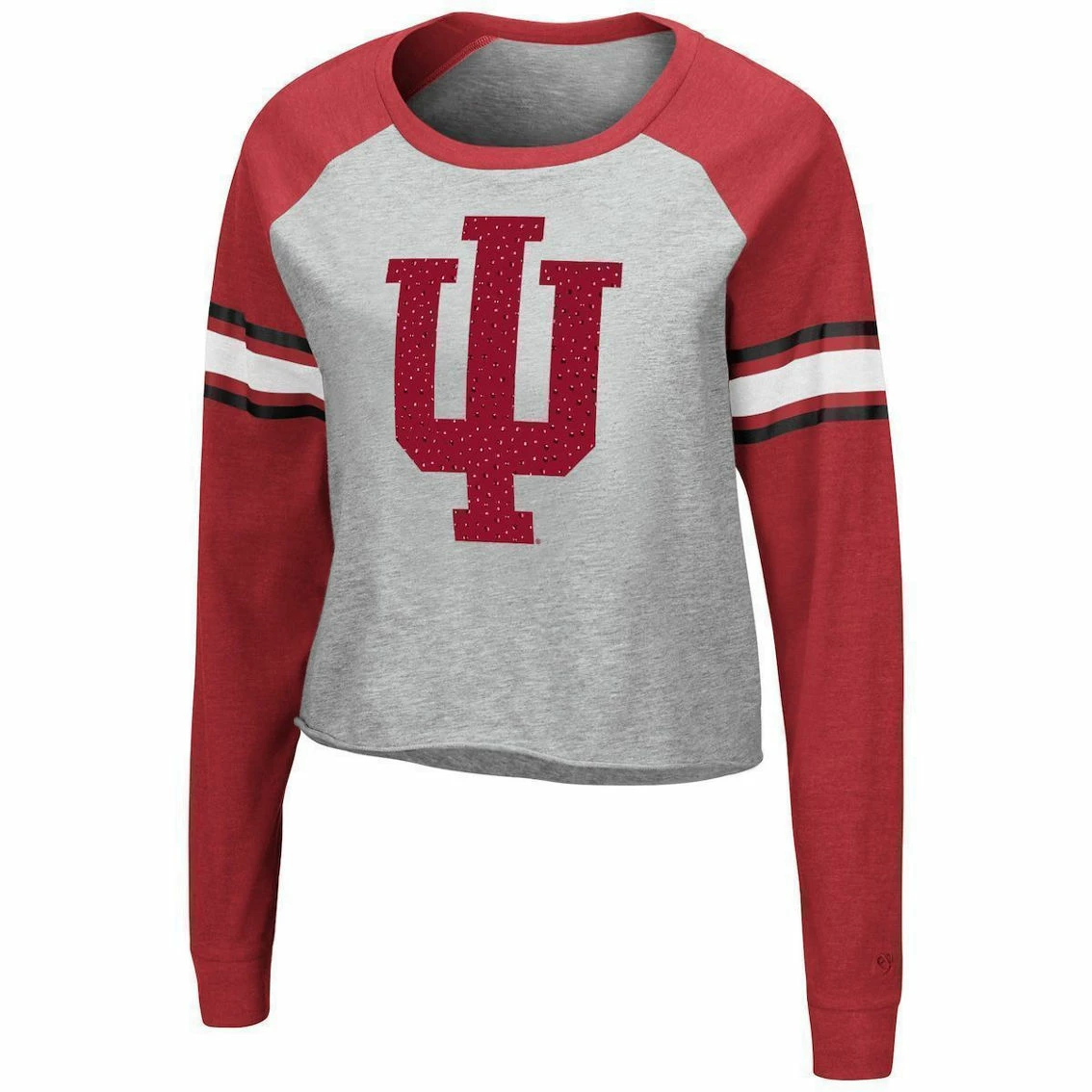 Colosseum Women's Heathered Gray/Cardinal Indiana Hoosiers Decoder Pin Raglan Long Sleeve T-Shirt 3 Colosseum Women's Heathered Gray/Cardinal Indiana Hoosiers Decoder Pin Raglan Long Sleeve T-Shirt - Image 3