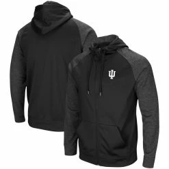 Colosseum Men's Black Indiana Hoosiers Big & Tall Blackout 2.0 Raglan Full-Zip Hoodie