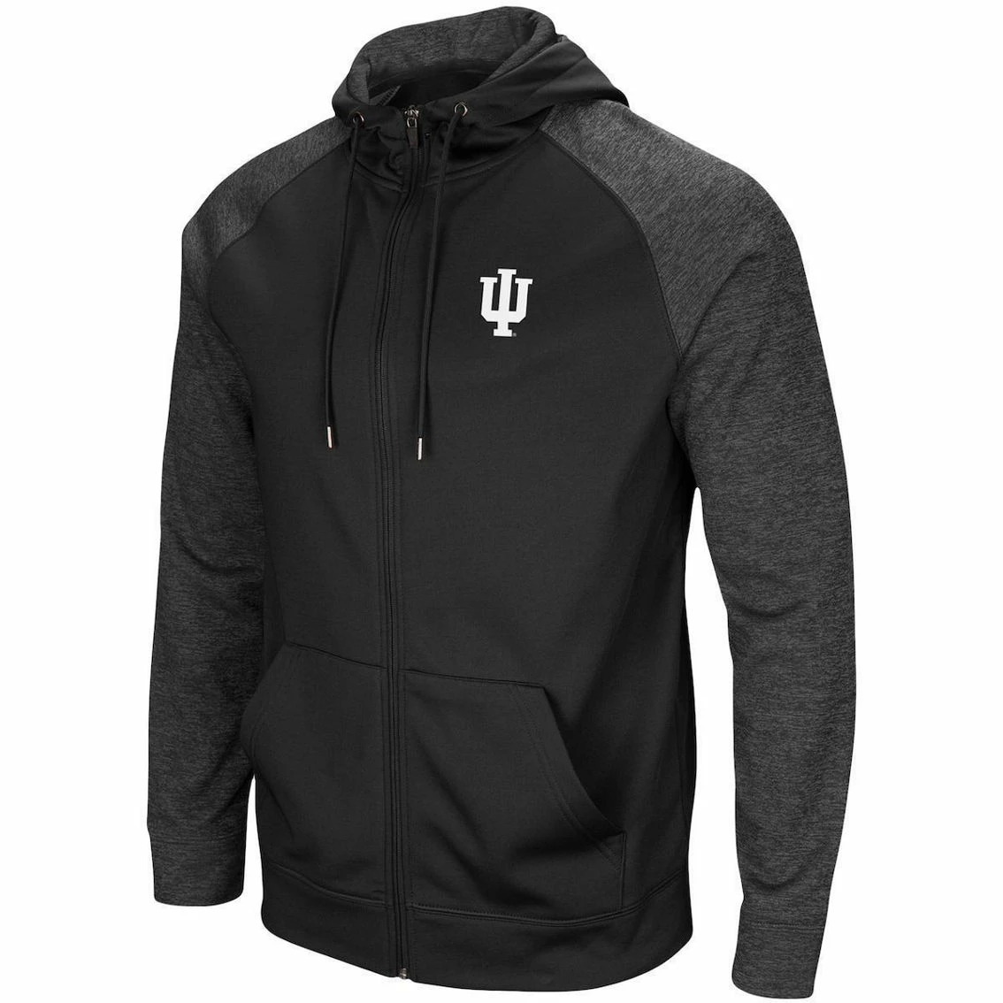 Colosseum Men's Black Indiana Hoosiers Big & Tall Blackout 2.0 Raglan Full-Zip Hoodie 3 Colosseum Men's Black Indiana Hoosiers Big & Tall Blackout 2.0 Raglan Full-Zip Hoodie - Image 3