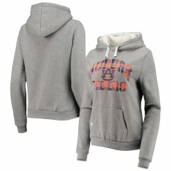 Colosseum Women's Heathered Gray Auburn Tigers Plaid Sherpa Pullover Hoodie