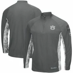 Men's Colosseum Gray/Camo Auburn Tigers OHT Military Appreciation Swoop Quarter-Zip Jacket