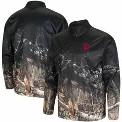 Colosseum Men's Black/Realtree Camo Indiana Hoosiers Creek Quarter-Zip Jacket