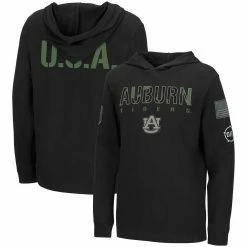 Colosseum Youth Black Auburn Tigers OHT Military Appreciation Tango Long Sleeve Hoodie T-Shirt