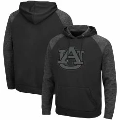 Colosseum Men's Black Auburn Tigers Blackout 3.0 Tonal Raglan Pullover Hoodie