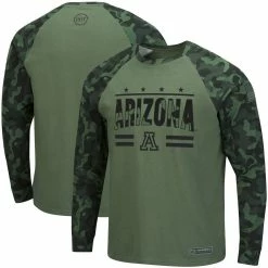 Colosseum Men's Olive/Camo Arizona Wildcats OHT Military Appreciation Raglan Long Sleeve T-Shirt