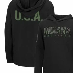 Colosseum Youth Black Indiana Hoosiers OHT Military Appreciation Tango Long Sleeve Hoodie T-Shirt