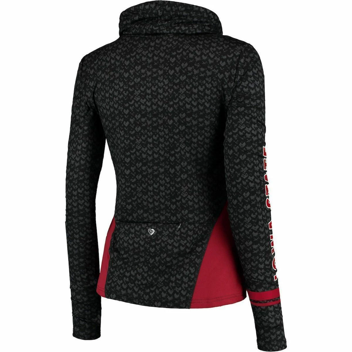 Colosseum Women's Black/Cardinal Iowa State Cyclones Scaled Cowl Neck Pullover Hoodie 4 Colosseum Women's Black/Cardinal Iowa State Cyclones Scaled Cowl Neck Pullover Hoodie - Image 4