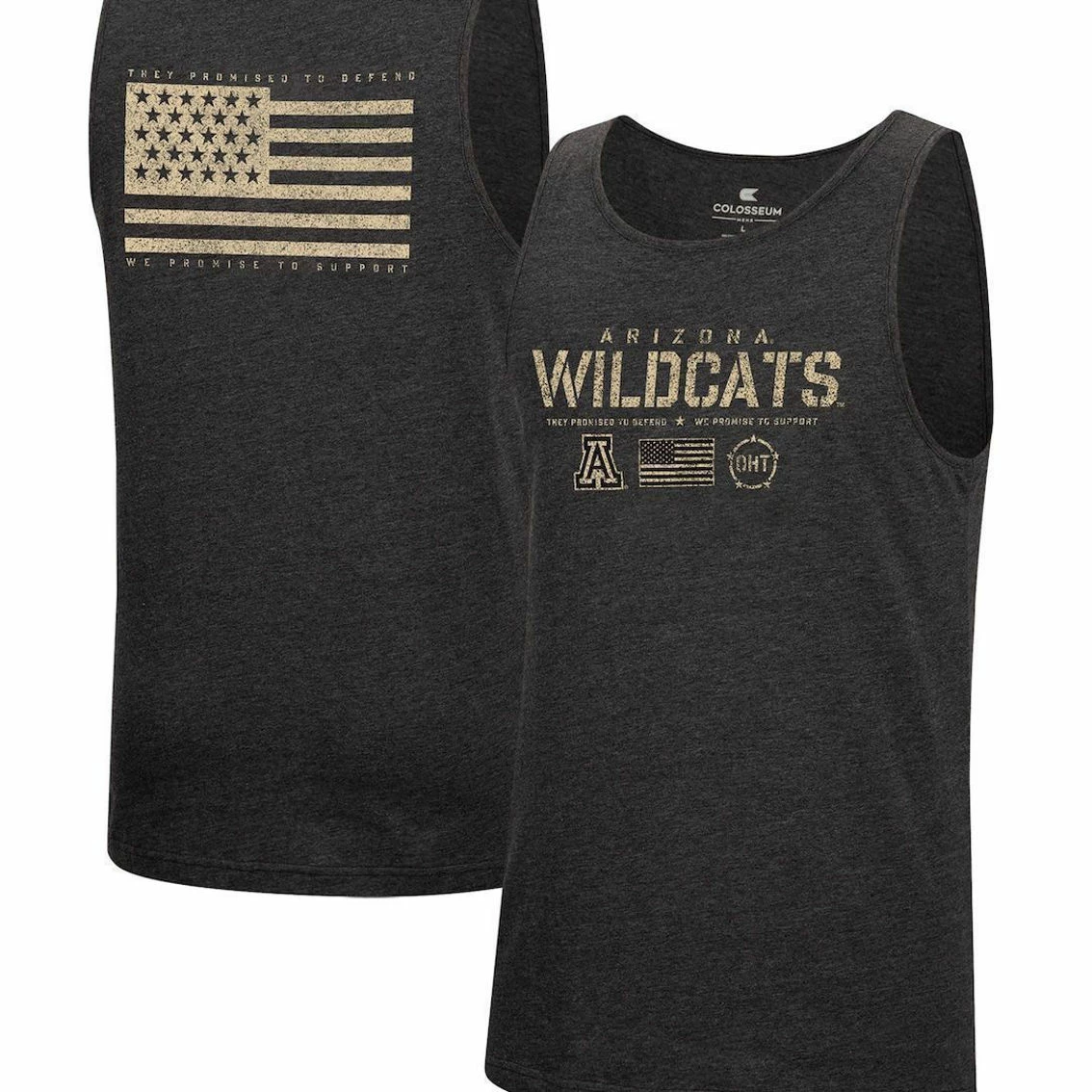 Colosseum Men's Heathered Black Arizona Wildcats Military Appreciation OHT Transport Tank Top 2 Colosseum Men's Heathered Black Arizona Wildcats Military Appreciation OHT Transport Tank Top - Image 2